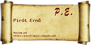 Pirót Ernő névjegykártya